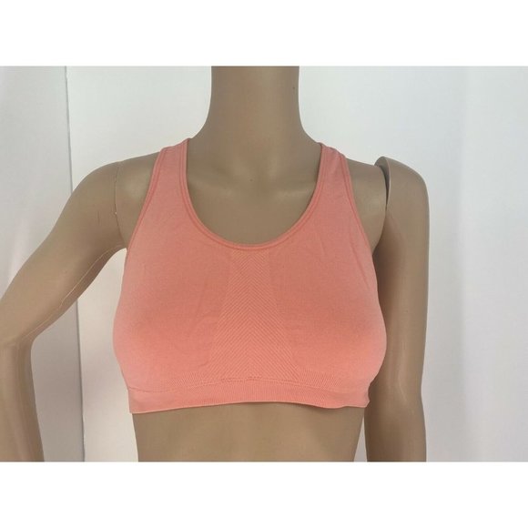 JOCKEY CORAL CROP TOP SPORT BRA SCOOP NECK RACER BACK TANK TOP SIZE: L - Picture 1 of 3